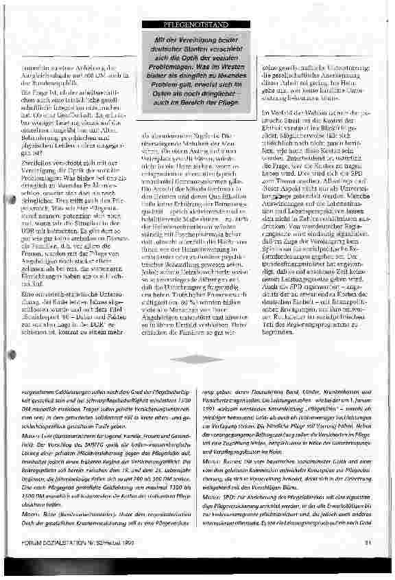 Vorschauseite 2: Pflegenotstand in Ost und West - was nun?