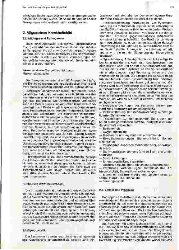 Vorschauseite 2: Pflege eines Patienten mit apoplektischem Insult, hypersensitivem Karotissinus und Alterdiabetes
