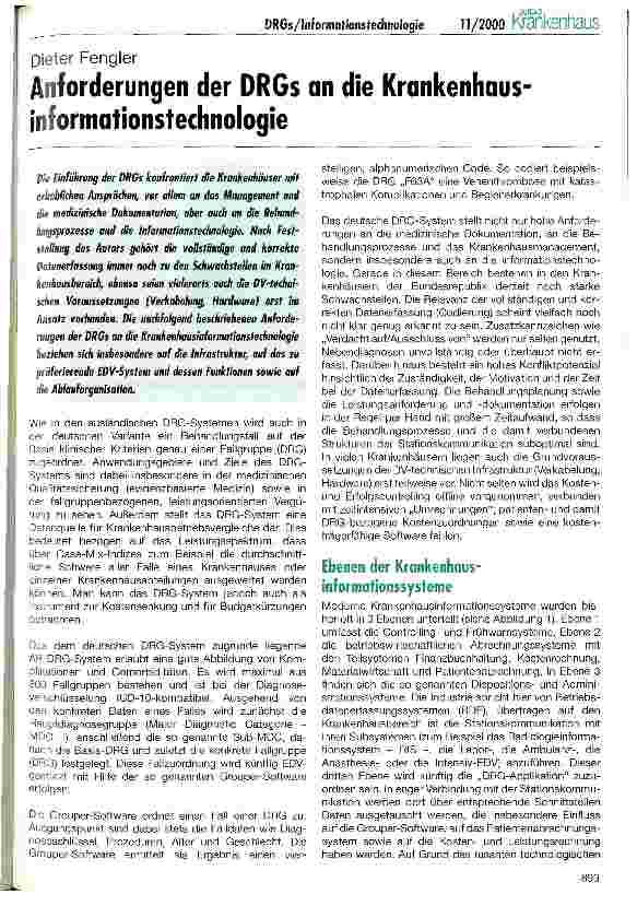 Vorschauseite 1: Anforderungen der DRGs an die Krankenhausinformationstechnologie