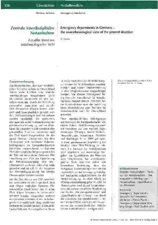 Vorschauseite 1: Zentrale interdisziplinäre Notaufnahme
