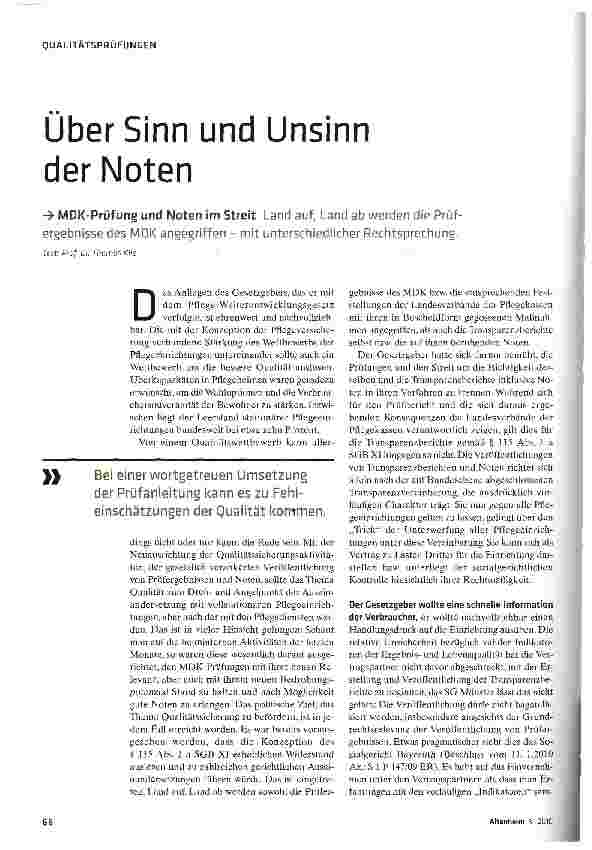 Vorschauseite 1: Über Sinn und Unsinn der Noten