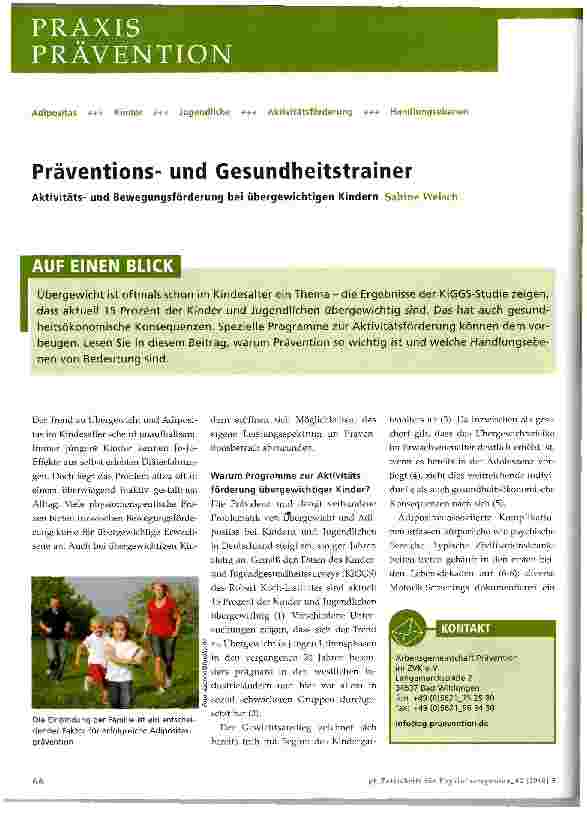 Vorschauseite 1: Präventionsund Gesundheitstrainer