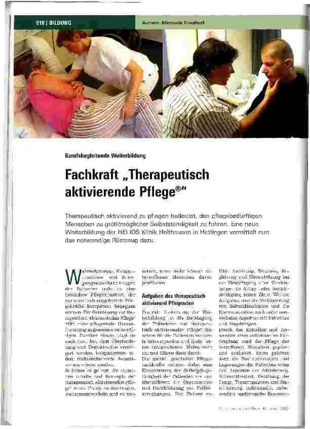 Vorschauseite 1: Fachkraft „Therapeutisch aktivierende Pflege