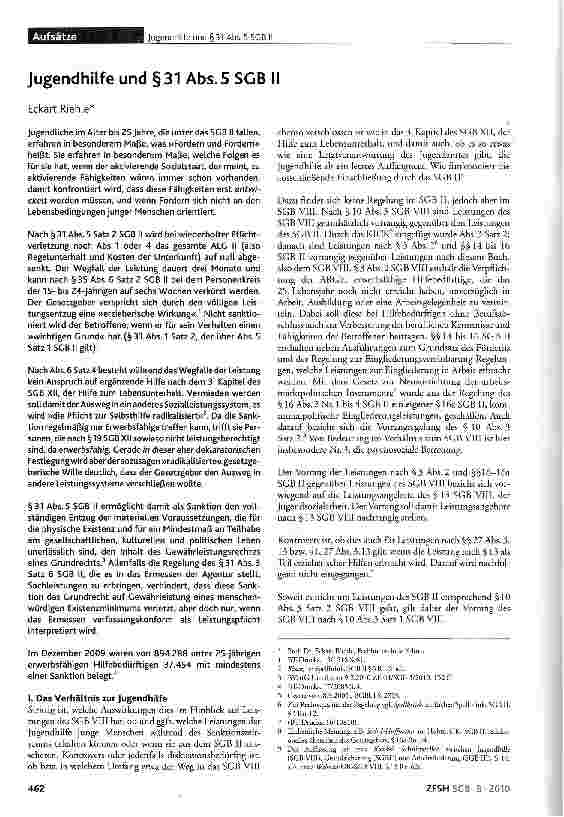 Vorschauseite 1: Jugendhilfe und §31 Abs.5 SGB II