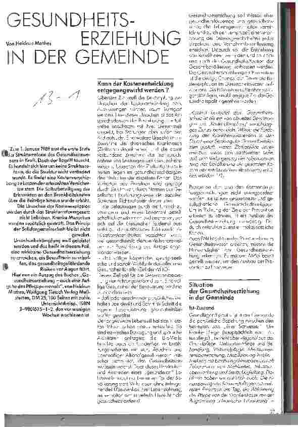 Vorschauseite 1: Gesundheitserziehung in der Gemeinde