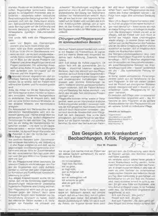 Vorschauseite 1: Das Gespräch am Krankenbett - Beobachtungen, Kritik, Folgerungen
