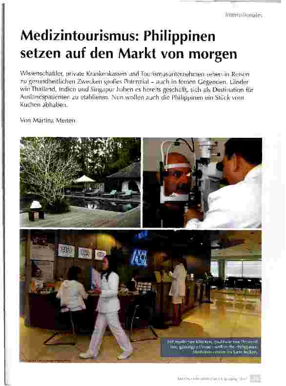 Vorschauseite 1: Medizintourismus: Philippinen setzen auf den Markt von morgen