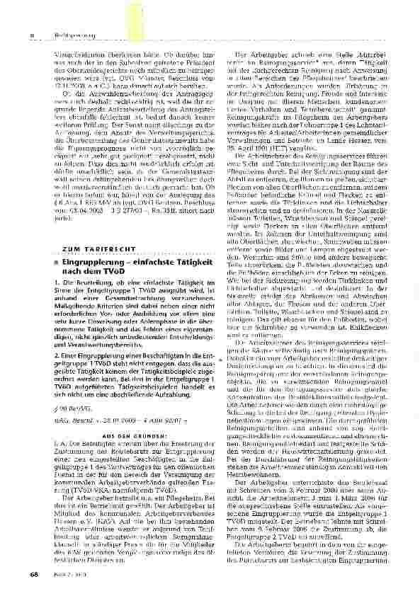 Vorschauseite 1: Eingruppierung - einfachste Tätigkeit nach dem TVöD