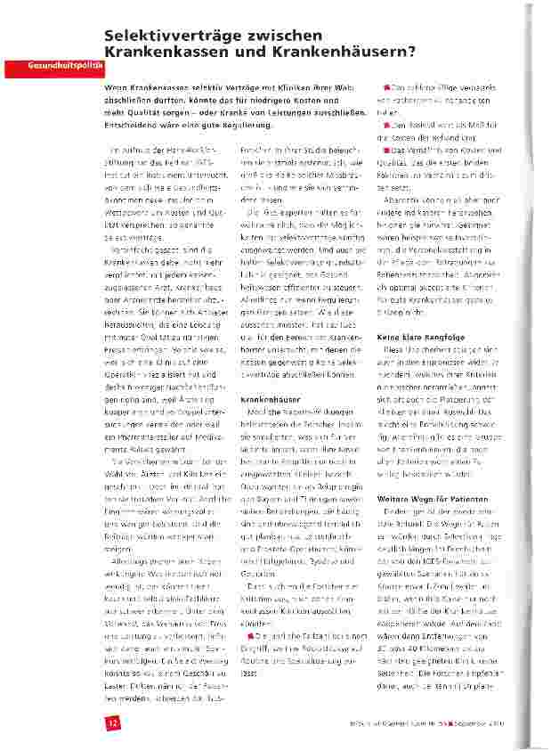 Vorschauseite 1: Selektivverträge zwischen Krankenkassen und Krankenhäusern?