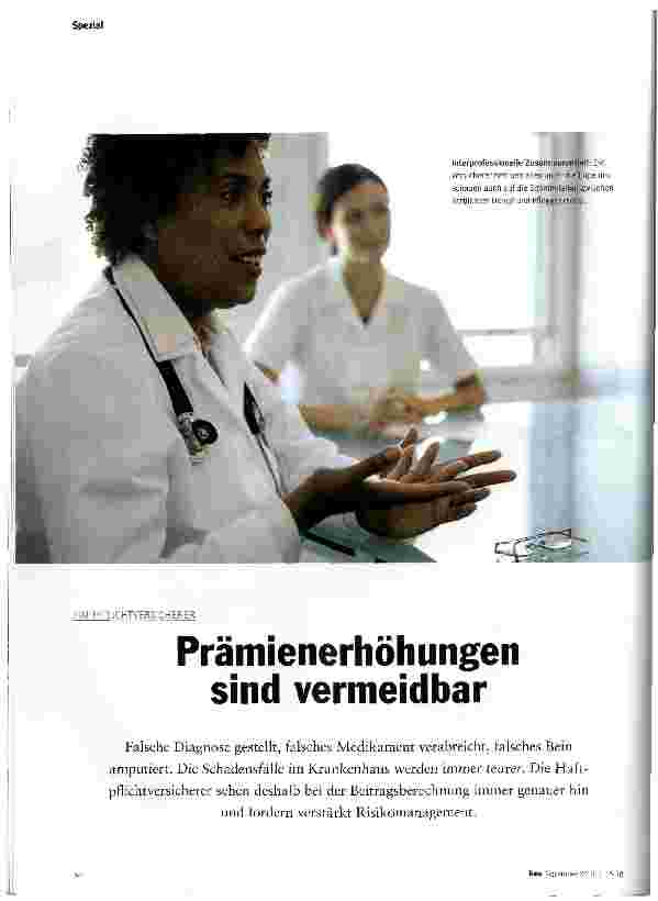 Vorschauseite 1: Prämienerhöhungen sind vermeidbar