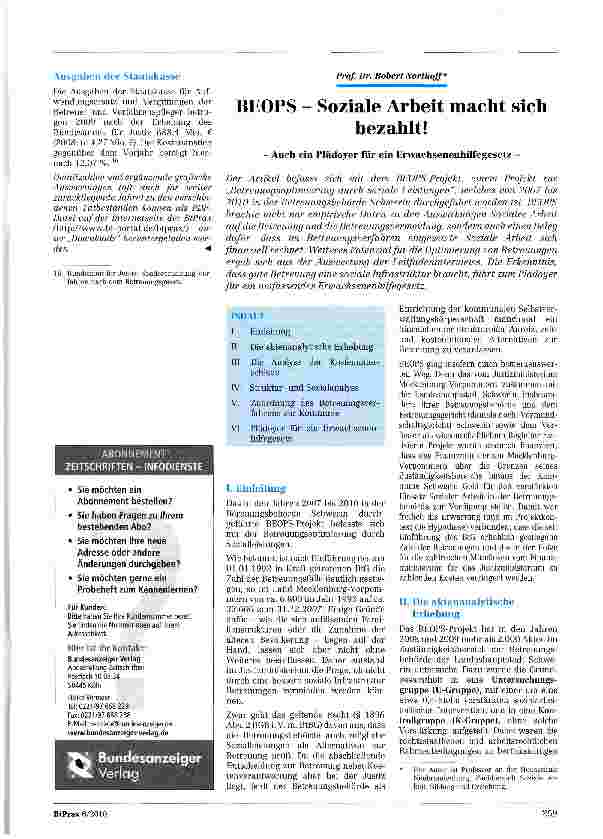 Vorschauseite 1: BEOPS - Soziale Arbeit macht sich bezahlt!