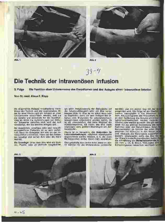 Vorschauseite 1: Die Technik der intravenösen Infusion 5. Folge: Die Punktion einer Unterarmvene des Erwachsenen