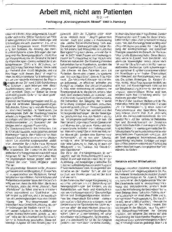 Vorschauseite 1: Arbeit mit, nicht am Patienten