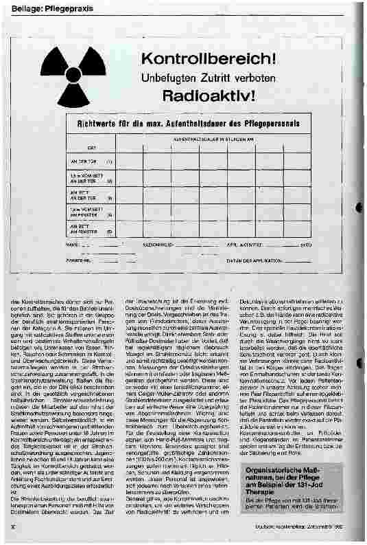 Vorschauseite 4: Gesetzliche Bestimmungen für den therapeutischen Umgang mit radioaktiven Stoffen und die praktische Durchführung