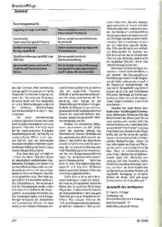 Vorschauseite 5: Schmerzen im Alter Aus der geriatrischen Fachklinik Neuburg