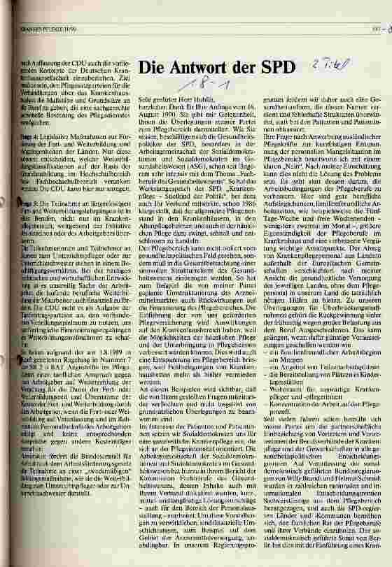 Vorschauseite 2: Parteien beantworten die Fragen des DBfK Die Antwort der CDU