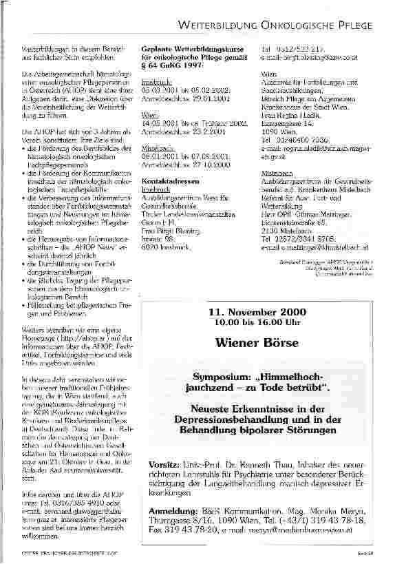 Vorschauseite 2: Weiterbildung für onkologische Pflege in Österreich