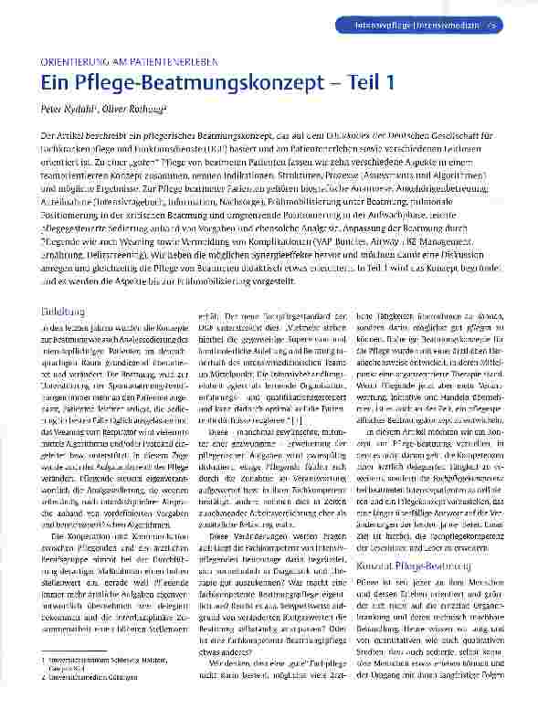 Vorschauseite 1: Ein Pflege-Beatmungskonzept - Teil 1