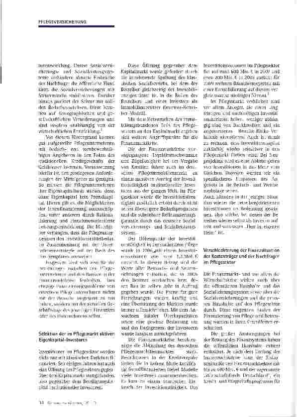 Vorschauseite 3: Auswirkungen der Finanzmarkt-und Wirtschaftskrise auf die Pflegebranche