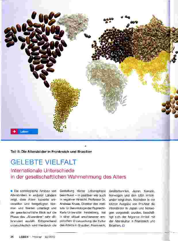Vorschauseite 1: Teil II: Die Altersbilder in Frankreich und Brasilien GELEBTE VIELFALT Internationale Unterschiede in der gesellschaftlichen Wahrnehmung des Alters