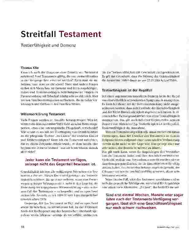 Vorschauseite 1: Streitfall Testament