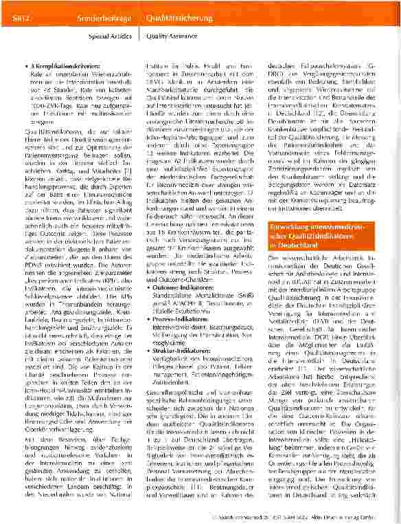 Vorschauseite 4: Qualitätsindikatoren in der Intensivmedizin: wozu?