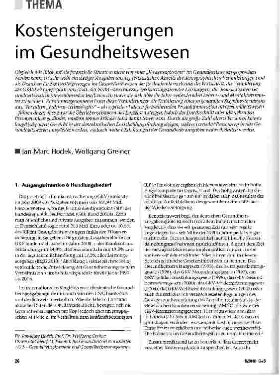 Vorschauseite 1: Kostensteigerungen im Gesundheitswesen