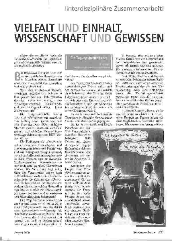 Vorschauseite 1: VIELFALT UND EINHALT, WISSENSCHAFT UND GEWISSEN