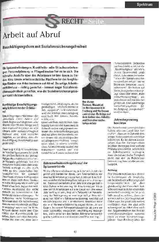 Vorschauseite 1: Arbeit auf Abruf Beschäftigungsform mit Sozialversicherungsfreiheit
