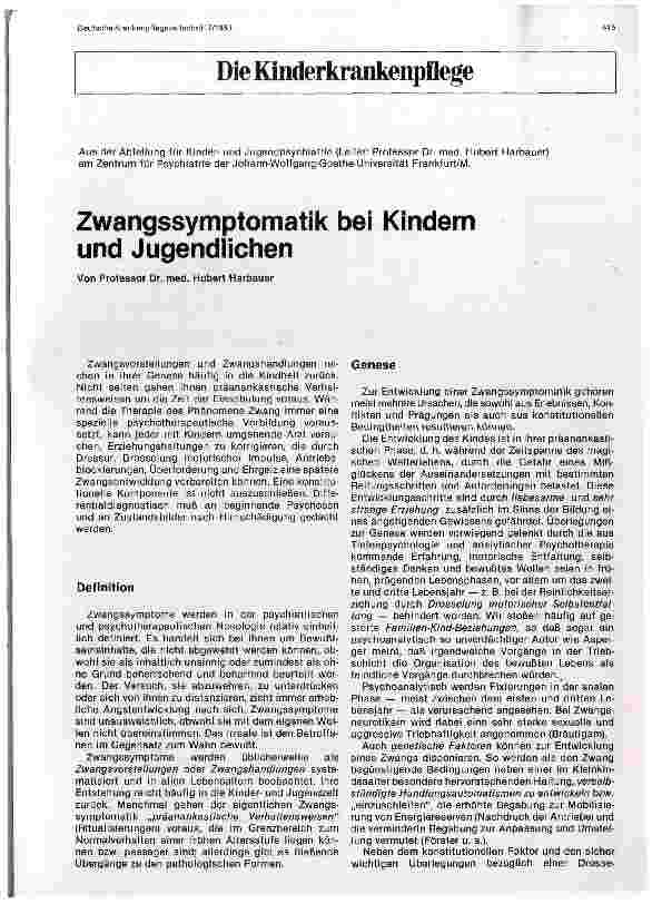 Vorschauseite 1: Zwangssymptomatik bei Kindern und Jugendlichen