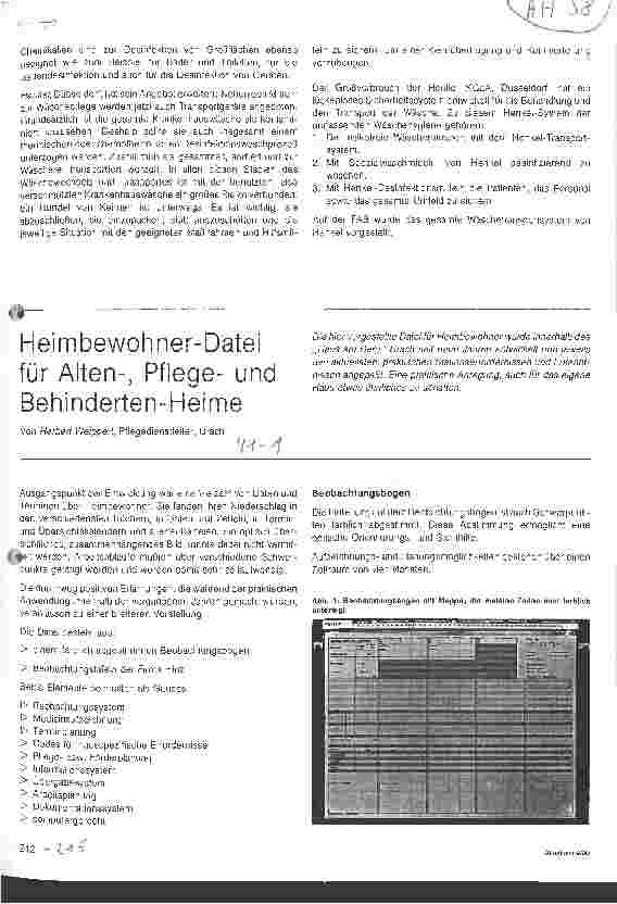 Vorschauseite 1: Heimbewohner-Datei für Alten-, Pflegeund Behinderten-Heime