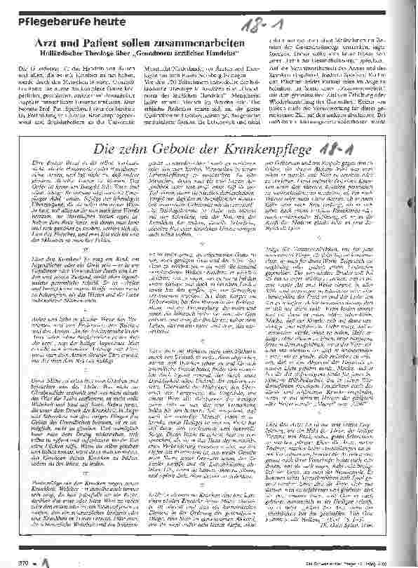 Vorschauseite 1: Die zehn Gebote der Krankenpflege