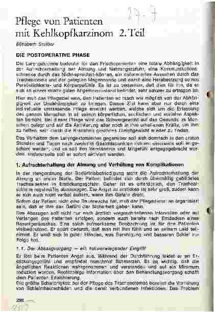 Vorschauseite 1: Pflege von Patienten mit Kehlkopfkarzinom 2.Teil