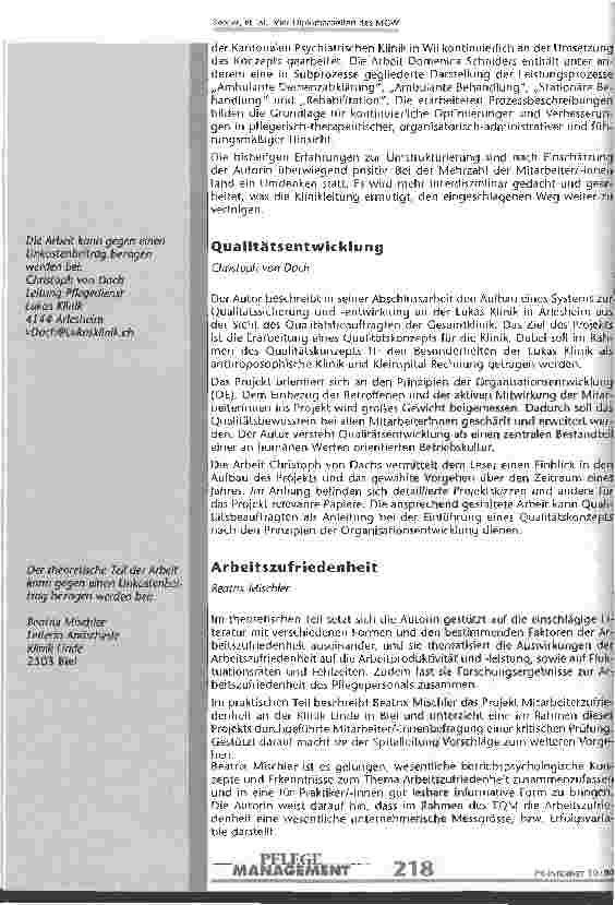 Vorschauseite 2: Abschlußarbeiten MGW