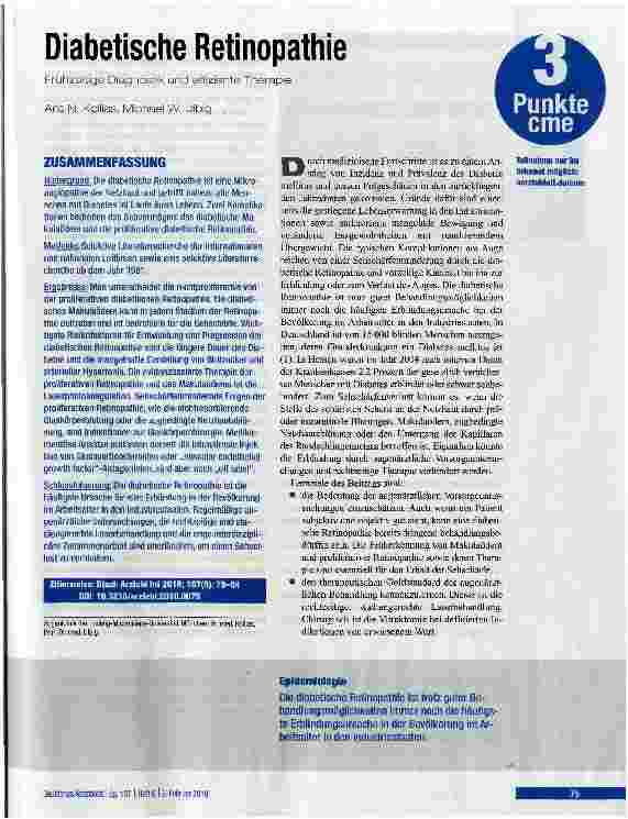 Vorschauseite 1: Diabetische Retinopathie