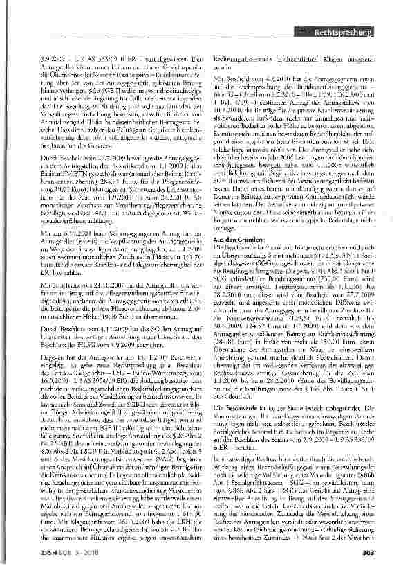Vorschauseite 2: Keine volle Übernahme von Beiträgen zur privaten Krankenversicherung für ALG-Il-Bezieher; Verfassungsmäßigkeit; fehlender Anordnungsgrund im vorläufigen Rechtsschutzverfahren