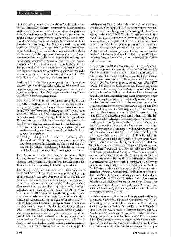Vorschauseite 3: Keine volle Übernahme von Beiträgen zur privaten Krankenversicherung für ALG-Il-Bezieher; Verfassungsmäßigkeit; fehlender Anordnungsgrund im vorläufigen Rechtsschutzverfahren