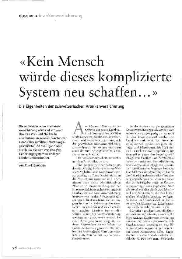 Vorschauseite 1: «Kein Mensch würde dieses komplizierte System neu schaffen. .. »