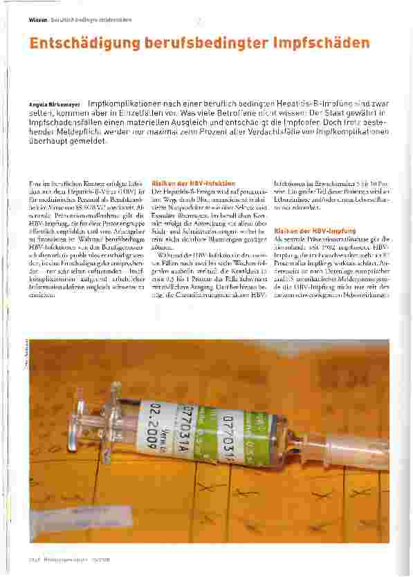 Vorschauseite 1: Entschädigung berufsbedingter Impfschäden