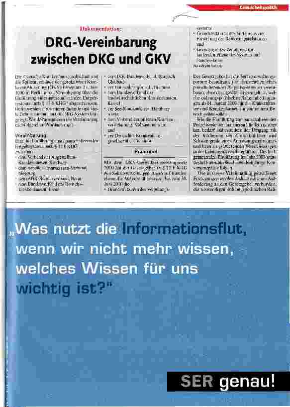 Vorschauseite 1: DRG-Vereinbarung zwischen DKG und GKV
