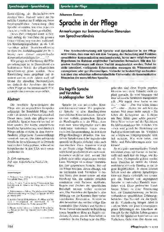 Vorschauseite 3: Von der Sprachlosigkeit zur Sprachfindung in der Pflege