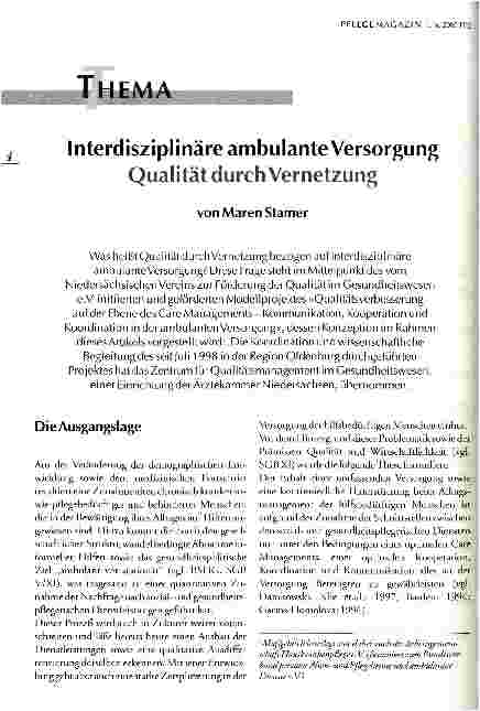 Vorschauseite 1: Interdisziplinäre ambulante Versorgung Qualität durch Vernetzung