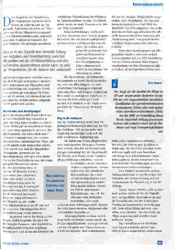 Vorschauseite 2: Operationsdienst - Fachweiterbildung oder technische Assistentin?