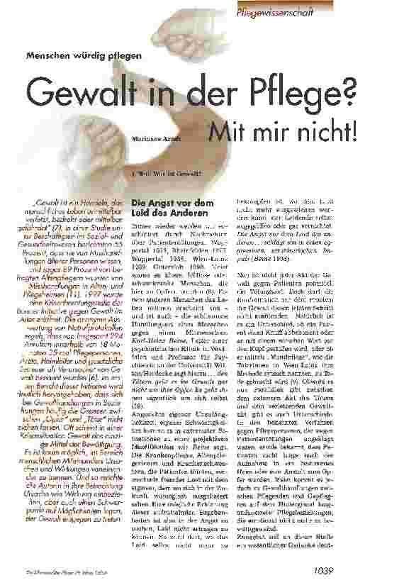 Vorschauseite 1: Gewalt in der Pflege? Mit mir nicht! Menschen würdig pflegen