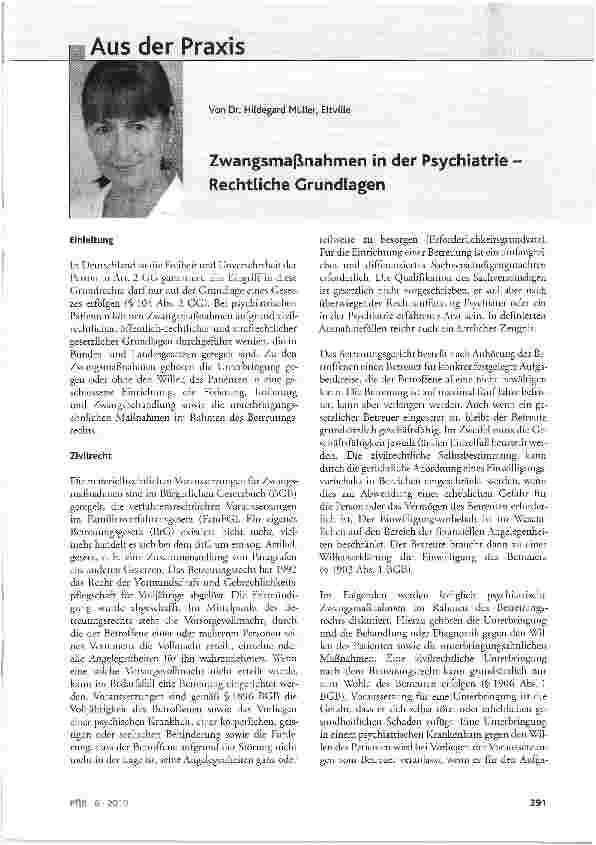 Vorschauseite 1: Zwangsmaßnahmen in der Psychiatrie Rechtliche Grundlagen