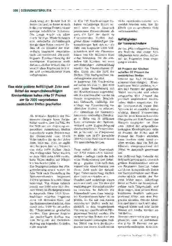 Vorschauseite 5: Förderprogramm Pflege: Erster Bericht liegt vor