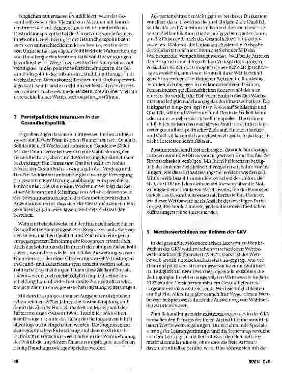 Vorschauseite 2: Wettbewerb im deutschen Gesundheitswesen Ideen und Interessen bei der Reform der gesetzlichen Krankenversicherung