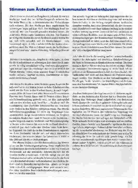 Vorschauseite 1: Stimmen zum Ärztestreik an kommunalen Krankenhäusern