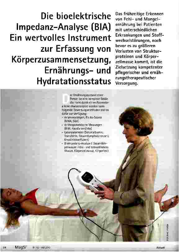 Vorschauseite 1: Die bioelektrische Impedanz-Analyse (BIA) Ein wertvolles Instrument zur Erfassung vonKörperzusammensetzung, Ernährungsund Hydratationsstatus