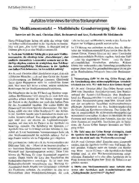 Vorschauseite 1: Die Medikamententafel — Medizinische Grundversorgung für Arme